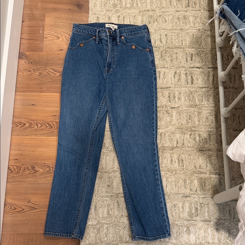 Madewell Straight Leg Dark Blue Denim Jeans